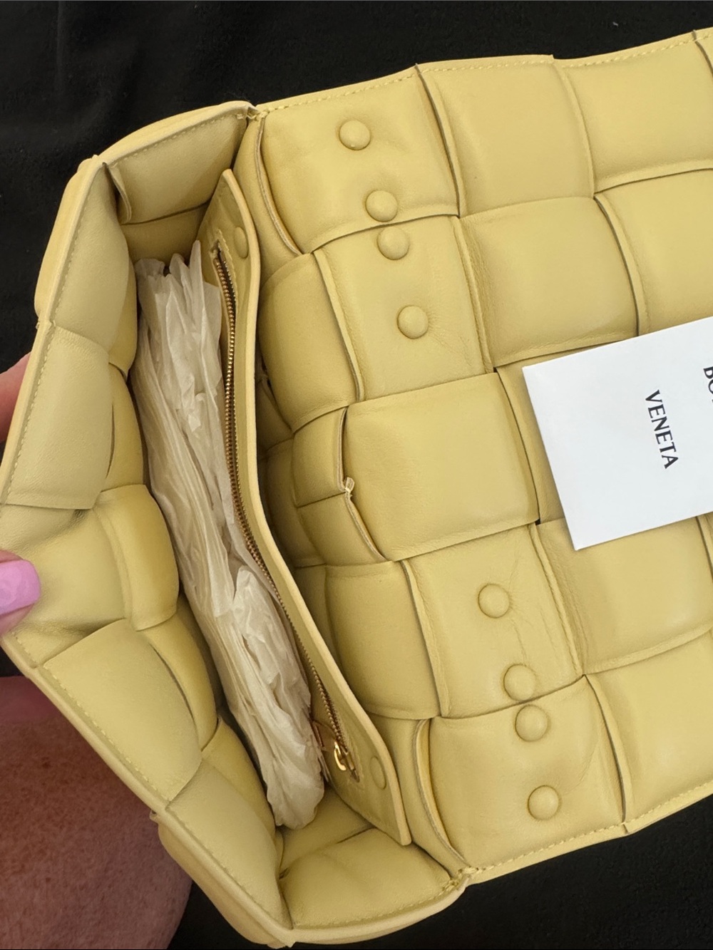Bottega Veneta Padded Intrecciato Shoulder Bag in Cream with Gold Chain - Picture 7 of 9